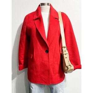 Badgley Mischka Jacket Wool Blend Red Single Button Vintage Blazer Classic